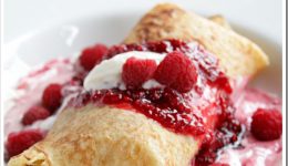 Raspberry and Mascarpone Ice Cream Stuffed Crepes