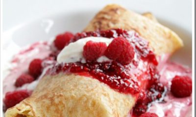 Raspberry and Mascarpone Ice Cream Stuffed Crepes