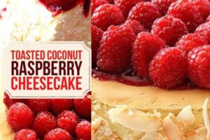 toasted coconut raspberry cheesecake