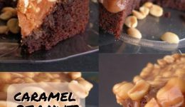 caramel peanut brownie cake
