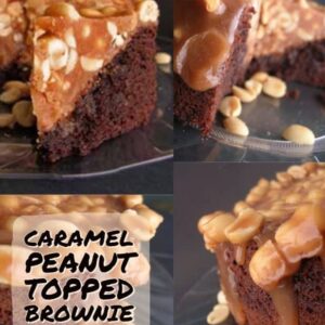 caramel peanut brownie cake