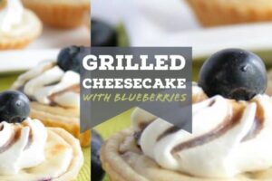 grilled cheesecake with blueberries