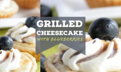 grilled cheesecake with blueberries