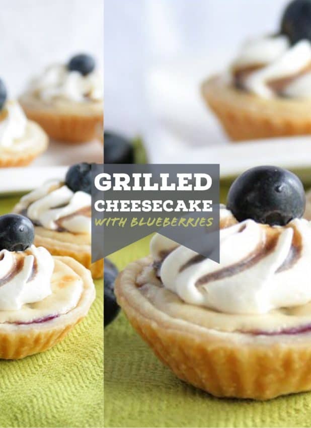 grilled cheesecake with blueberries