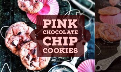 pink chocolate chip cookies