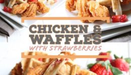 chicken and waffles with strawberries
