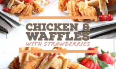 chicken and waffles with strawberries