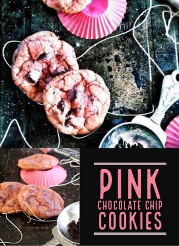 pink chocolate chip cookies