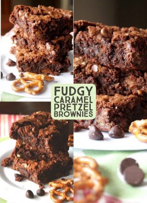 fudy caramel pretzel brownies